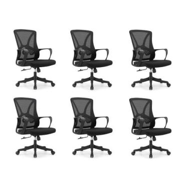Imagem de Cadeira de Escritório Diretor Apex - Preta - Inova Office, 6 Cadeiras