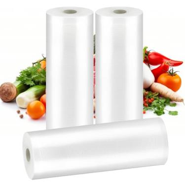 Imagem de Sacos seladores a vácuo para alimentos 28 cm x 6 m x 3 rolos, sacos seladores a vácuo para armazenamento hermético de alimentos, preparação de refeições ou sous vide, saco de economia de alimentos