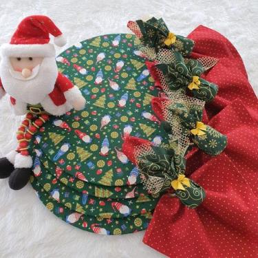 Imagem de Kit papai noel mesa posta natal poá vermelho base 12 pçs - Criarte Opç