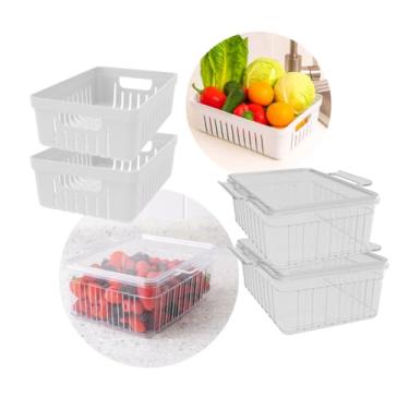 Imagem de Kit Geladeira - 2 Potes com Tampa e 2 Cestinhas