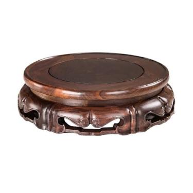 Imagem de Bandeja redonda de base de exibição com base giratória de ébano para bonsai interno e base de suporte de exibição de aquário de plantas baixas (grande)