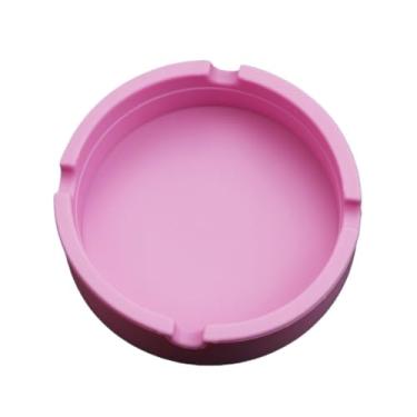 Imagem de Cinzeiro 1 peça cinzeiro quadrado colorido redondo de silicone para sala de estar quarto desktop suporte de cinzas (rosa)