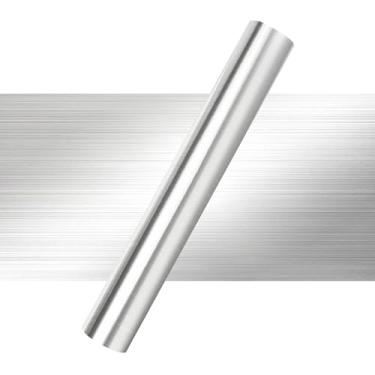 Imagem de IModeur Vinil permanente prateado escovado para máquinas de corte - Rolo de vinil adesivo permanente metálico de 30,5 cm x 30,5 m para decoração de copos, decoração de festa, adesivo