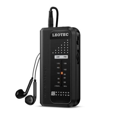 Imagem de LEOTEC Rádio portátil AM FM, rádios de bolso pequeno, som estéreo com fones de ouvido, 2 pilhas AAA operadas para ambientes internos, caminhadas ao ar livre, corrida, academia, acampamento