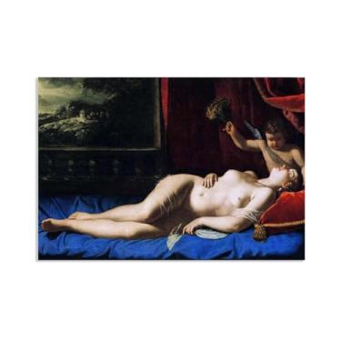 Imagem de SDYJ6GSW Pôster Artemisia Gentileschi Impressão de Vênus e Cupido em tela Reproduções de pinturas famosas para sala de estar quarto decoração de parede pôster 100 x 70 cm (39 x 28 polegadas)