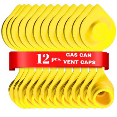 Imagem de 12 tampas amarelas de ventilação para latas de gás - aberturas de latas para latas de plástico e jarras de combustível de metal, kit de ventilação para lata de gás Blitz, tampas de ventilação de lata