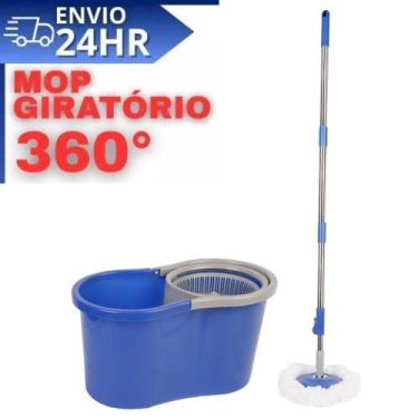 Imagem de Esfregão giratório Mop com balde desaguamento automático esfregão de l