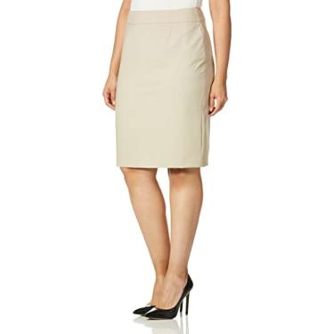 Imagem de Calvin Klein Saia feminina clássica reta Lux Suit (regular e plus size), Caqui, 42