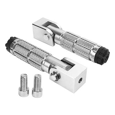 Imagem de Estacas Dianteiras para Motocicleta, 2 Peças, Dobráveis, M8, Liga de Alumínio Antiderrapante para Bicicletas, Atv, Utv, Kart, Pedal do Passageiro (Prata)