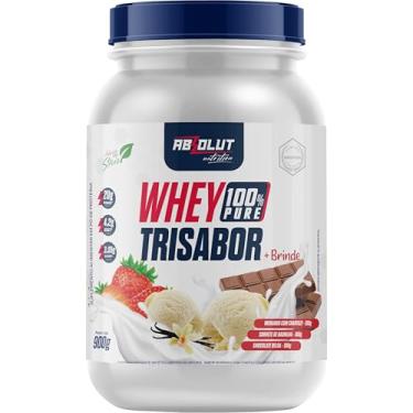 Imagem de Absolut Nutrition, Whey 100% Pure, 20 gramas de proteína, adoçado com stevia, TriSabor, Sabor baunilha, chocolate e morango, Pote, 900 gramas