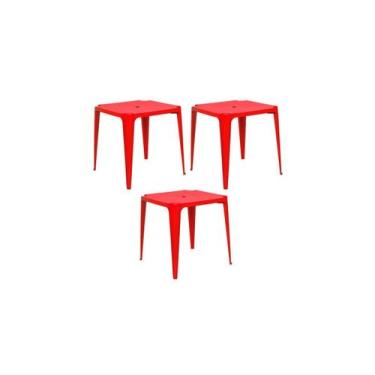 Imagem de Kit com 3 mesa de plástico bela vista - vermelha - mor - 000257