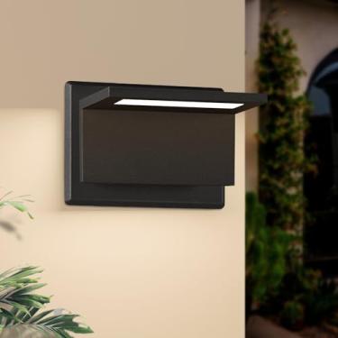 Imagem de illumishin Arandela de parede externa lâmpada LED para montagem na parede luminária moderna de parede lanterna preta de alumínio para varanda, porta da frente, jardim, quintal, pátio, garagem