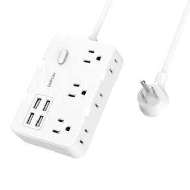 Imagem de Régua de alimentação DEPOW com 6 tomadas AC e 4 portas USB-A branca