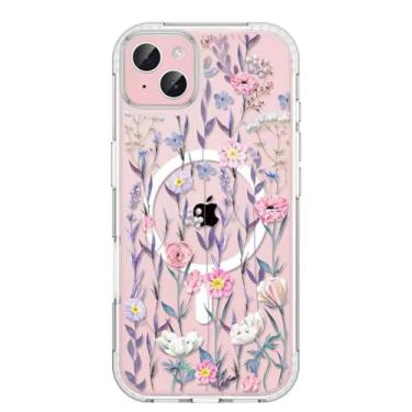 Imagem de Jmltech Capa magnética para iPhone 15 Plus com laço de fita transparente feminina e estética compatível com MagSafe sem fio, fina, antiamarelamento, à prova de choque