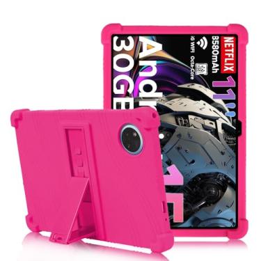 Imagem de ATOOZ Capa para DOOGEE Tab A9 Pro+ 28 cm 2025, capa infantil de silicone macio para tablet DOOGEE Tab A9+ Plus com suporte (rosa vermelha)
