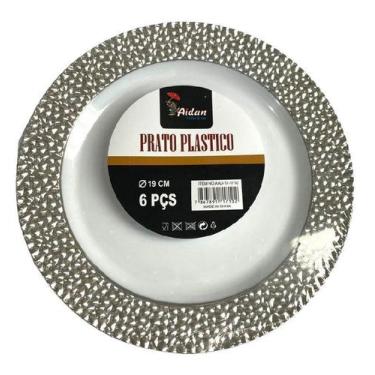 Imagem de kit 24 un Pratinho Natal borda Perolada Plástico rígido 19cm -  ARCÓLO