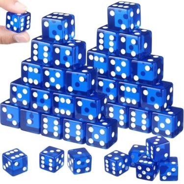 Imagem de Seenelling 36 Piece 19 mm Casino Style Craps Dice Sets Acrylic and Translucent D6 Dice, Square W/Rounded Edge for Casino, Craps, Table Games and Board Games (Blue)