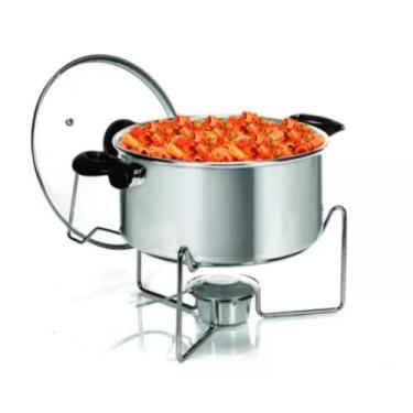 Imagem de Panela Rechaud Redondo De Alumínio Com Tampa De Vidro 5 Litros - ALUMI