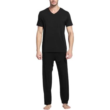 Imagem de Conjunto De Pijama Masculino De 2 Peças Manga Curta Fibra De Bambu Lounge Sleepwear Thin Loose Pjs Set Com Bolsos, Gray, 4XL