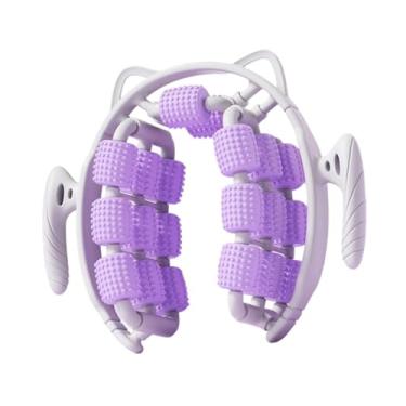 Imagem de Colaxi Rolo de massagem circular para pernas, 20 rodas, treino versátil, rolo muscular portátil, ferramenta de massagem para pernas, para homens, uso, Roxo