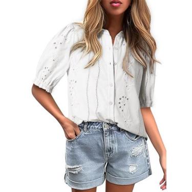 Imagem de Blusa feminina Dokotoo, de verão, decote em V, renda oca