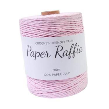 Imagem de Esquirla Fita de papel de ráfia, corda de papel, fita de ráfia, fio para tricô manual, chapéu de praia, Luz Rosa