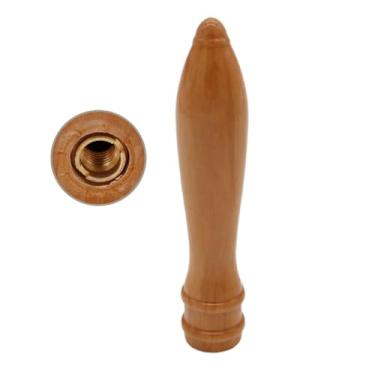 Imagem de Alça de torneira estilo pub de madeira de 6" - inserção de rosca dupla, alça clássica para cerveja artesanal, chopeira, bar - serve para torneiras de chope padrão(Nature-Brass Insert)