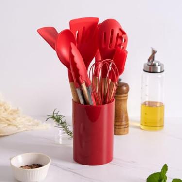 Imagem de Kit 12 Utensílios de Cozinha em silicone Cozinha Completa (Vermelho)