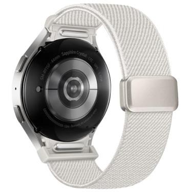 Imagem de Pulseira magnética com um clique compatível com Samsung Galaxy Watch 7 6 5 4 FE de 40 mm e 44 mm/6 4 Classic de 43 mm, 47 mm, 42 mm, 46 mm/5 Pro de 45 mm, pulseira de nylon esportiva sem lacunas de 20