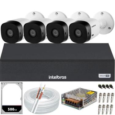 Imagem de Kit CFTV Intelbras HD 4 Câmeras VHC 1220B DVR MHDX 3104c HD 500gb