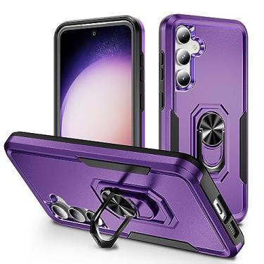 Imagem de SORAKA Capa para Samsung Galaxy S23 FE com suporte de anel e placa de metal capa rígida para PC para-choques de TPU suave capa resistente de ajuste fino estojo protetor à prova de choques