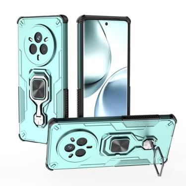 Imagem de SORAKA Capa para realme 14 Pro 5G com suporte de metal rotativo de 360 graus, peça magnética de ferro para suporte magnético de telefone para carro, verde