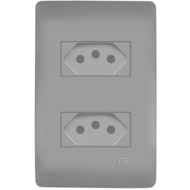 Imagem de Conjunto 2 Tomadas 2P+T Distanciadas 10 Amperes Habitat Black - 4056 - FAME