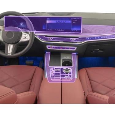 Imagem de FQQPMS Protetor de tela GPS de navegação veicular pré-cortado, filme transparente invisível, filme interior de TPU, para BMW G05 X5 2023-2024