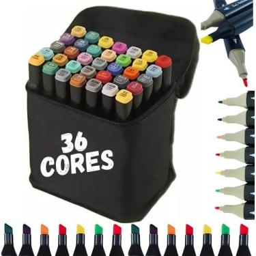 Imagem de Caneta Marcadora Dupla Ponta Colorida Artística Permanente  Conjunto 3