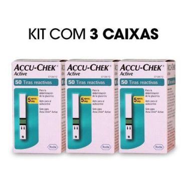 Imagem de Kit 03 Caixas Tiras Reagentes Accuchek Active C/50 Unidades - ROCHE