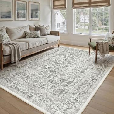 Imagem de PureCozy Tapete preto 12 x 20 cm lavável à máquina vintage sala de estar envelhecido tapete antiderrapante tradicional interior quarto retrô detalhe floral tapete grande escritório cozinha banheiro