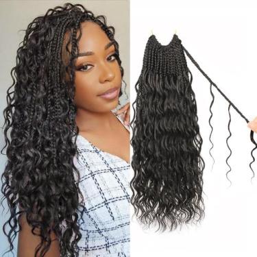 Imagem de Crochet Hair UENOKIPS Goddess Box Braids 35 cm para mulheres negras