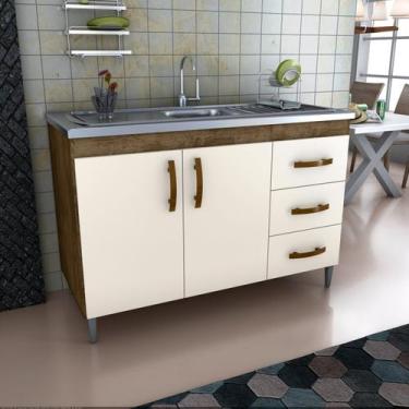 Imagem de Balcão Gabinete de Pia sem Tampo 118cm X 80cm Karina - Móveis Bosi