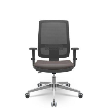 Imagem de Cadeira Brizza Tela 3D Backplax Aluminio - Sintético Café