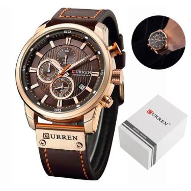 Imagem de Relógio Curren Masculino 8291 Original Pulseira Couro Social