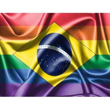 Imagem de Bandeira LGBTQIA+ Brasil 80cmx140cm Tecido Oxford 100% Poliéster - PRE
