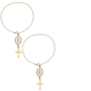 Imagem de WEBEEDY 2 peças pingente de volante suspenso automático com pingente e crucifixo proteção de carro decoração de parede para homens e mulheres, decoração de parede de casa, 5,3 polegadas