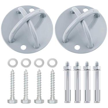 Imagem de SUNMALL 2 peças de suporte de parede de âncora de corda de batalha para tiras de suspensão, suportes de montagem de teto para ioga swing para anéis de ginástica, anéis olímpicos, rede, faixa de