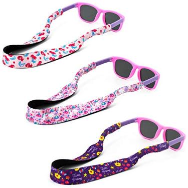 Imagem de Hzran Correia de óculos para crianças, retentores de vidro ajustáveis sem cauda para esportes de meninos e meninas, cordão de óculos de sol flutuante para crianças, suporte de óculos de segurança, conjunto de 3