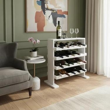 Imagem de Adega Decorativa Piso Prateleira para Vinhos e Bebidas 20 garrafas Branco Laca