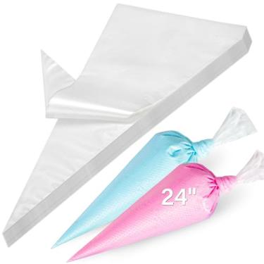 Imagem de LotFancy Sacos de confeitar extragrandes de 61 cm descartáveis, 100 sacos de confeiteiro, caixas de padaria espessas, antiderrapantes e anti-explosão, sacos de decoração de bolos de grau alimentício