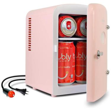 Imagem de Mini Geladeira para Skincare Koolatron KRT04P Retrô 4 Litros, 110V, 12V, Rosa