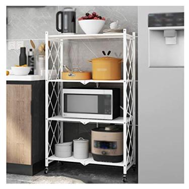 Imagem de Suporte de impressão de 4 camadas para impressora de chão Prateleira de impressora móvel, suporte de scanner de máquina de fax de escritório, rack de armazenamento de utensílios de cozinha mesa de