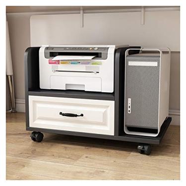 Imagem de Suporte para PC Suporte de CPU de Madeira Suporte de Chão para Computador Portátil Suporte de PC Rodas Fundidas Suporte de Impressora Simples Sob a Mesa, Suporte de 4 Cores (Cor: Preto, Tamanho: CH)